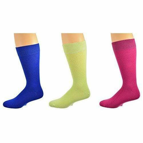 Sierra Socks Men's Crew Cotton Solid Vibrant Colorful Seamless Toe