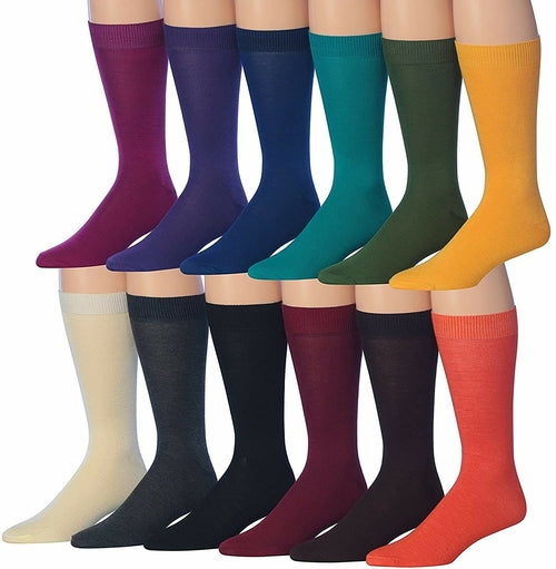 Fiallo Mens 12 Pairs Funny Faces Striped Colorful Crew Socks
