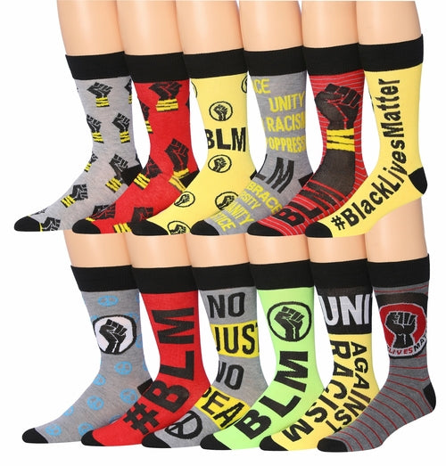 Fiallo Mens 12 Pairs Funny Faces Striped Colorful Crew Socks