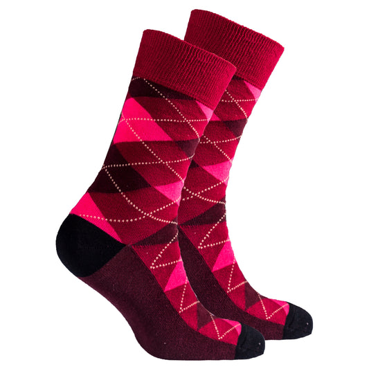 Men's Scarlet Argyle Socks