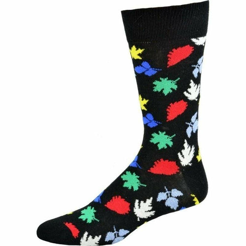 Men's Combed Cotton Crew Socks - Fall Theme