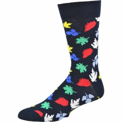 Men's Combed Cotton Crew Socks - Fall Theme