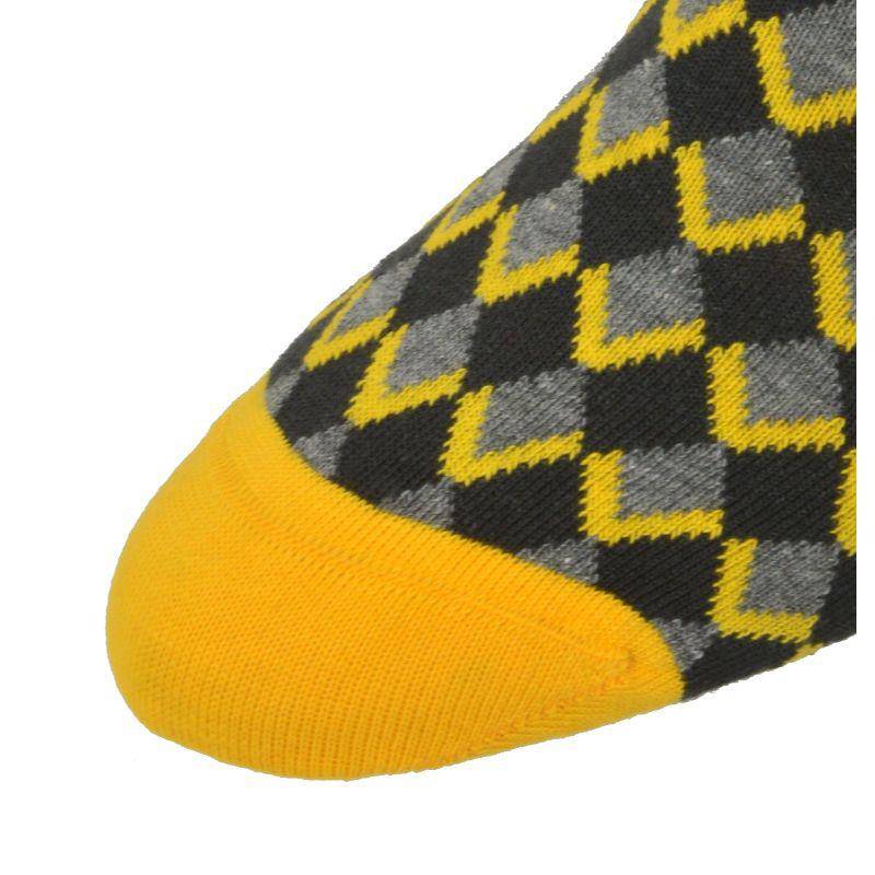 Men's Combed Cotton Crew Socks - Diamond Pattern 3 Pair Packs