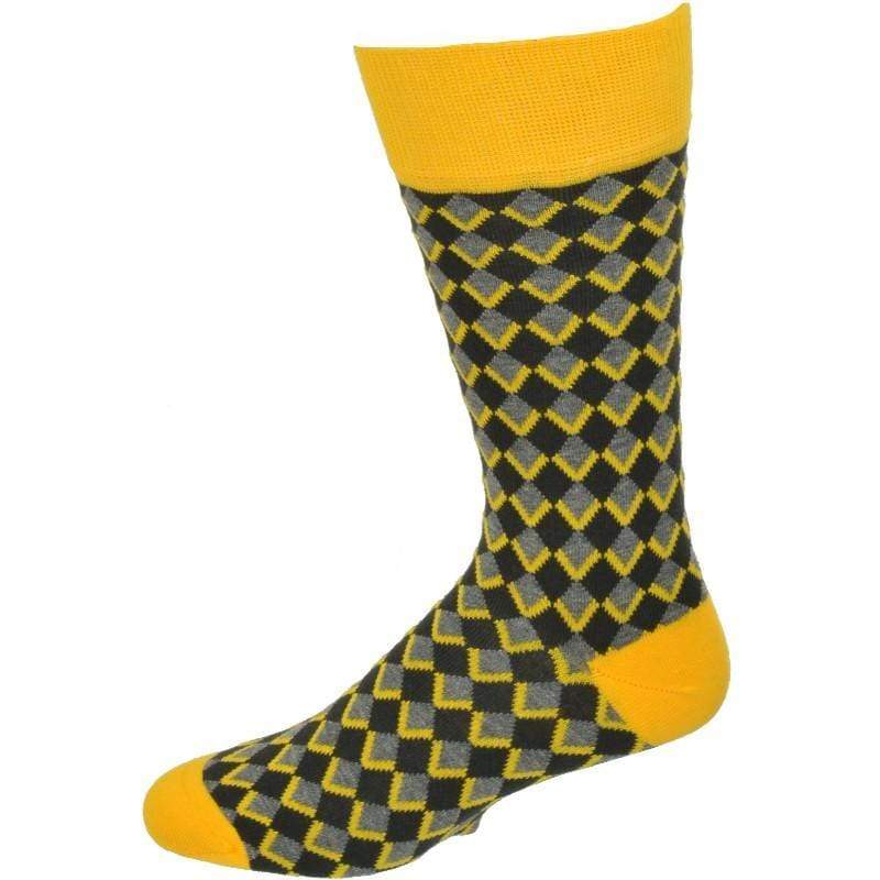 Men's Combed Cotton Crew Socks - Diamond Pattern 3 Pair Packs