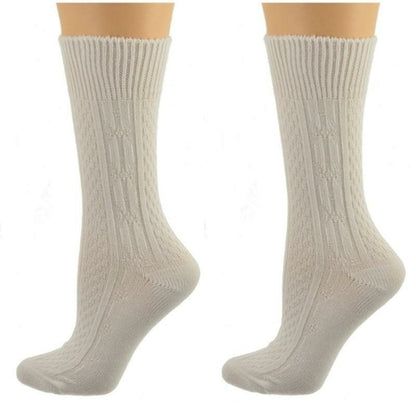 Classic Cable Knit Acrylic Crew Socks 2 pair pack