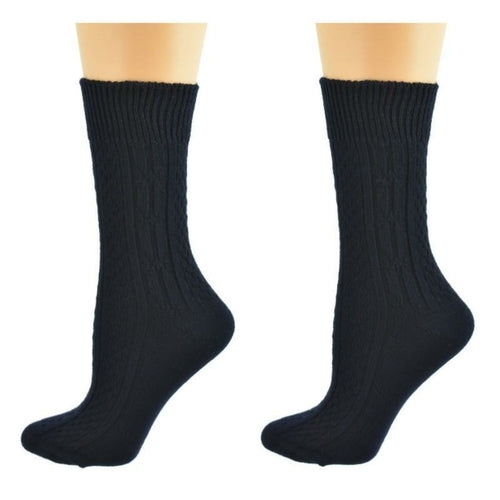 Classic Cable Knit Acrylic Crew Socks 2 pair pack