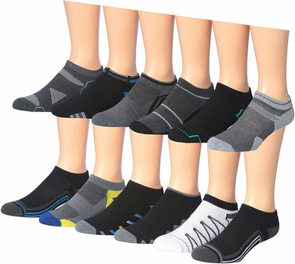 James Fiallo Men's 12-Pairs Performance Low Cut Athletic Sport Socks