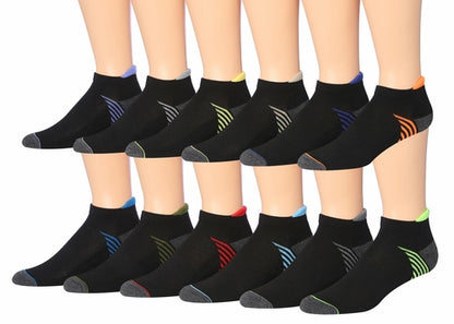 James Fiallo Men's 12-Pairs Performance Low Cut Athletic Sport Socks