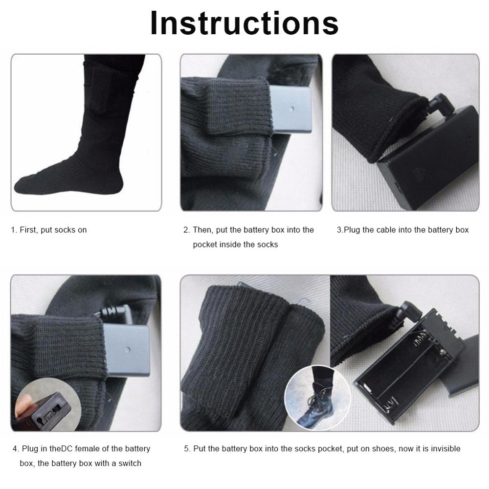 3V Thermal Cotton Heated Socks Men Women Battery