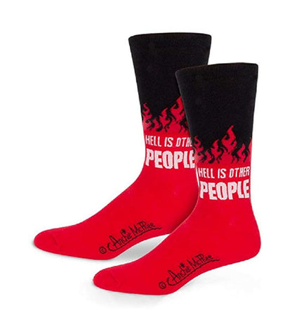 Hell is Other People Socks Men's Dress Socks in Black and Red | Funny