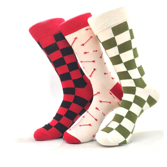 Mens Colorful Crew Socks - Premium Cotton Fun socks with Soft Elastic