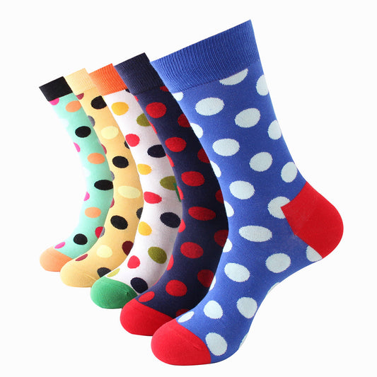 Five Color Mens Colorful Crew Socks - Premium Cotton Fun socks with