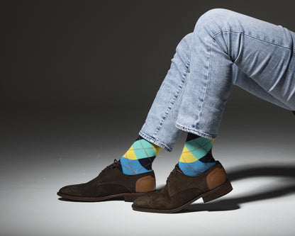 Men's Yellow Sky Argyle Socks