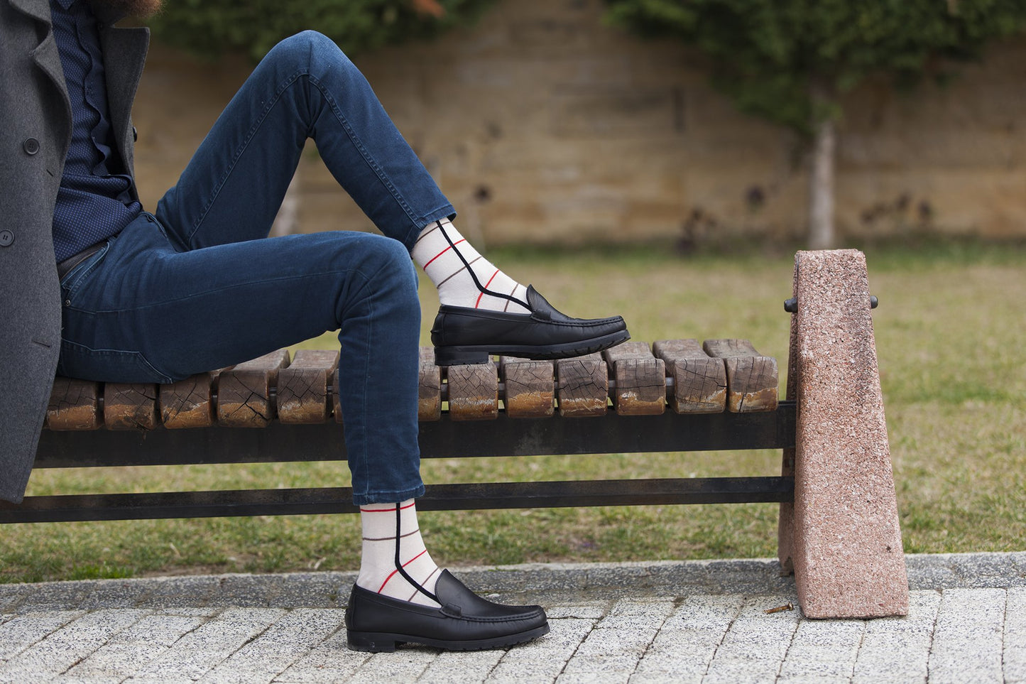 Men's Beige Stripe Socks