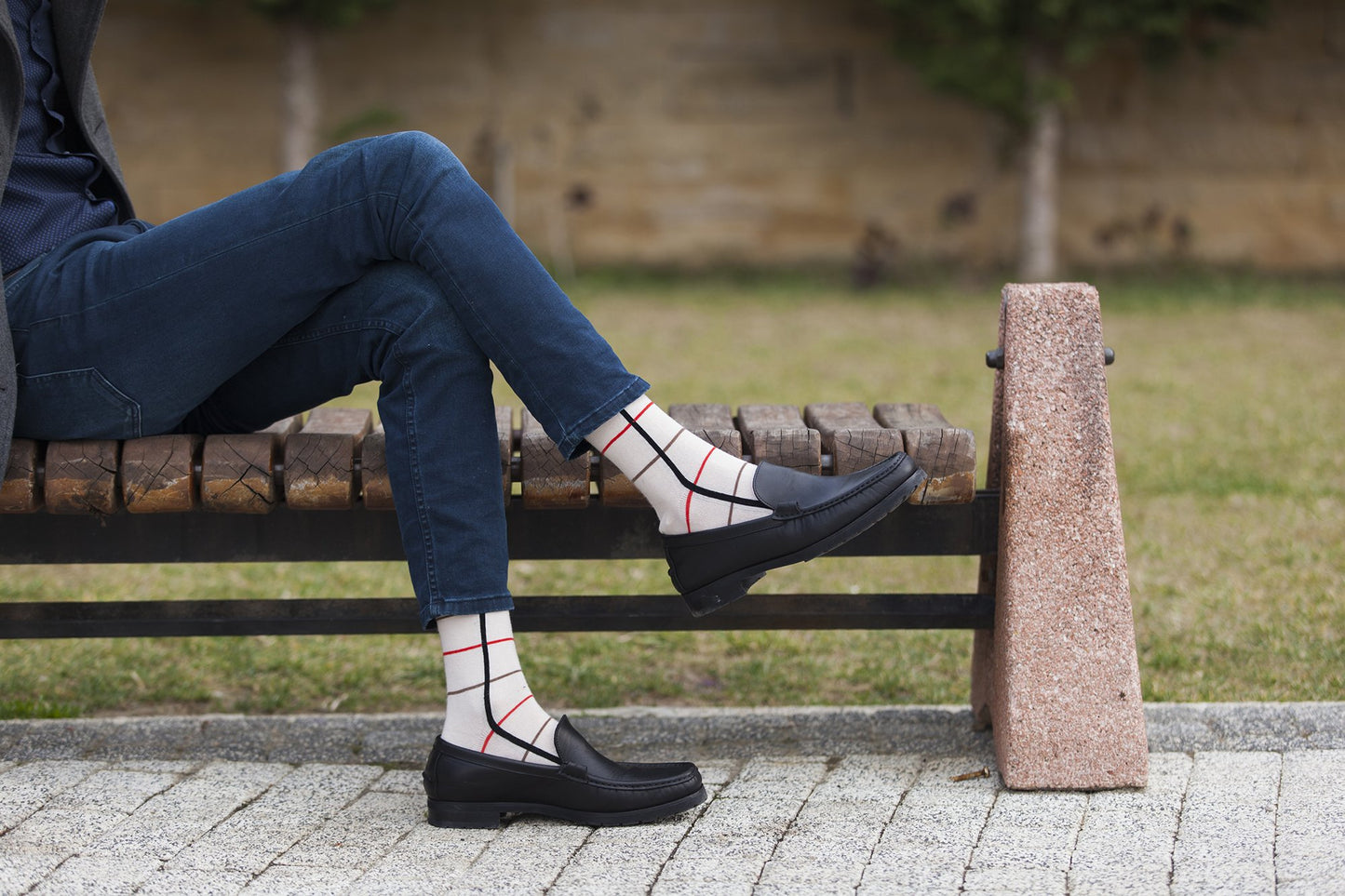 Men's Beige Stripe Socks