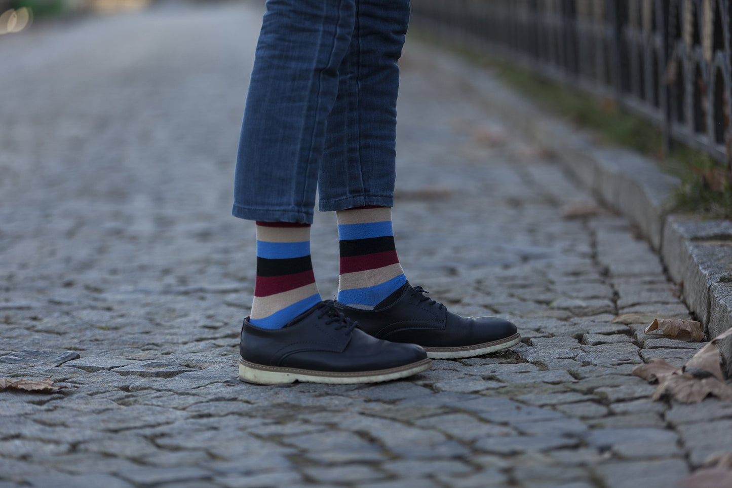 Men's Beige Stone Stripe Socks