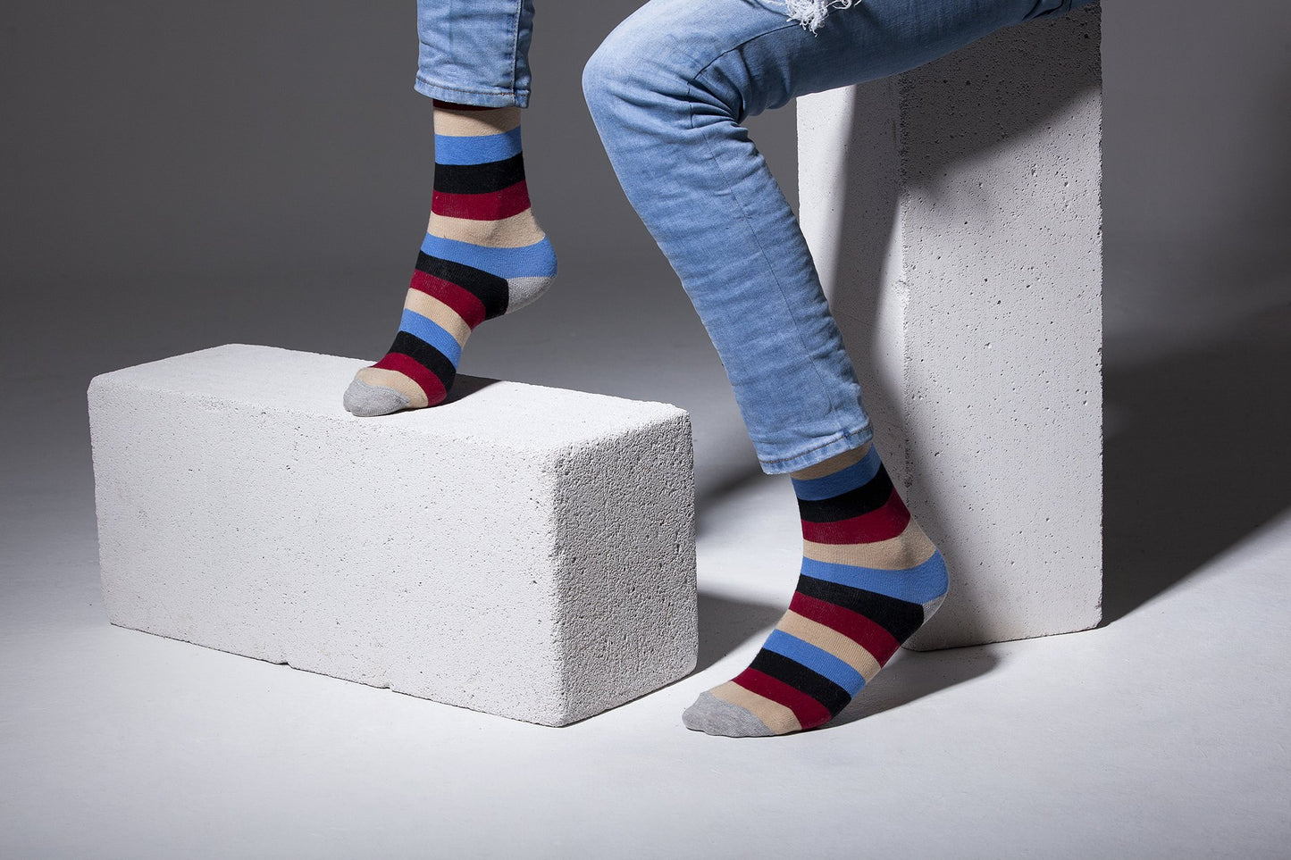 Men's Beige Stone Stripe Socks