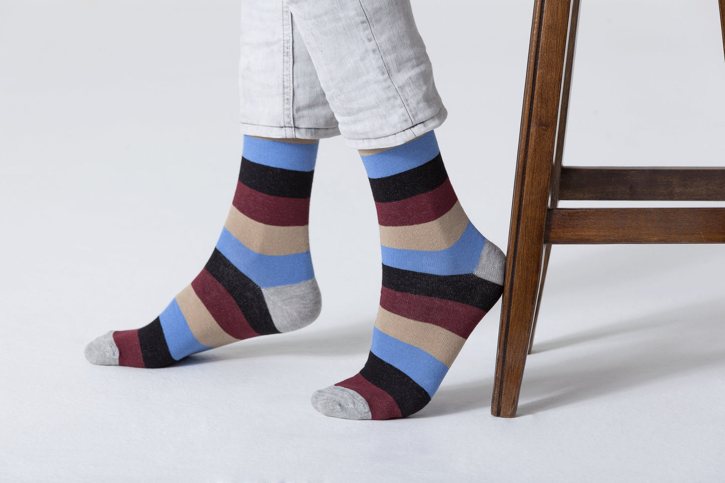 Men's Beige Stone Stripe Socks