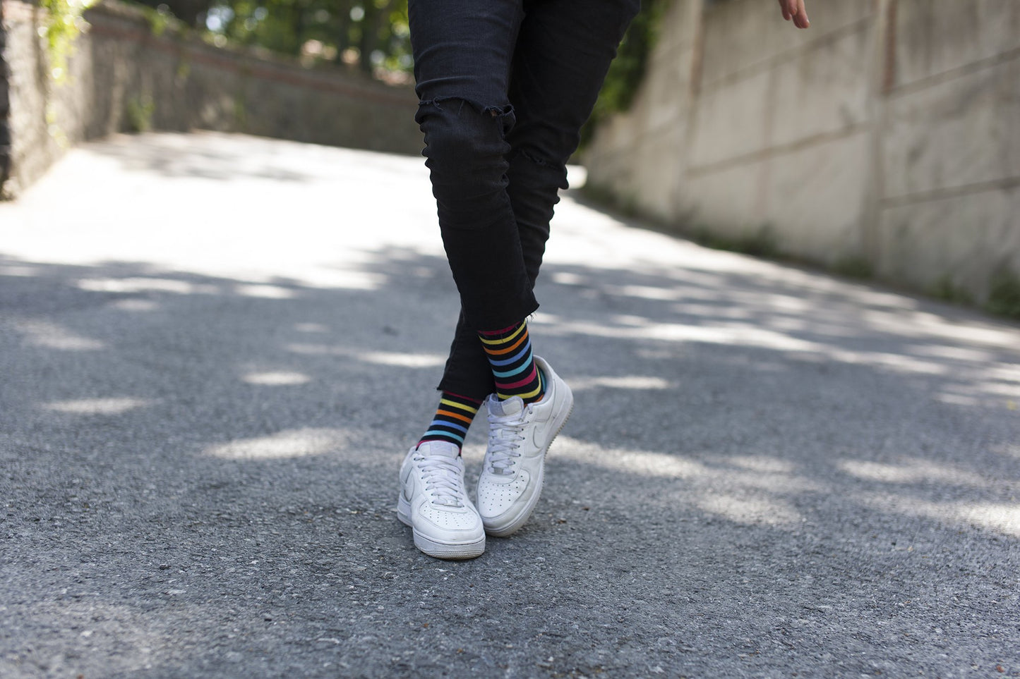 Men's Black Rainbow Stripe Socks