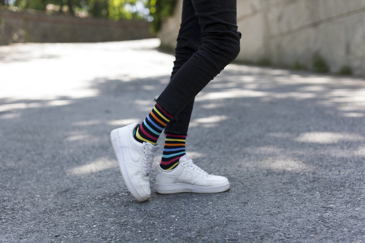 Men's Black Rainbow Stripe Socks