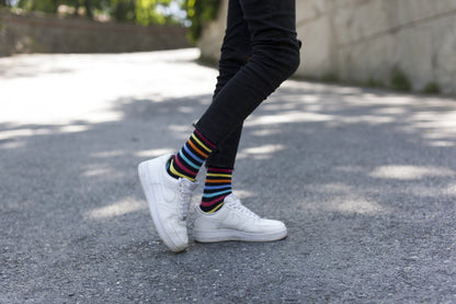 Men's Black Rainbow Stripe Socks