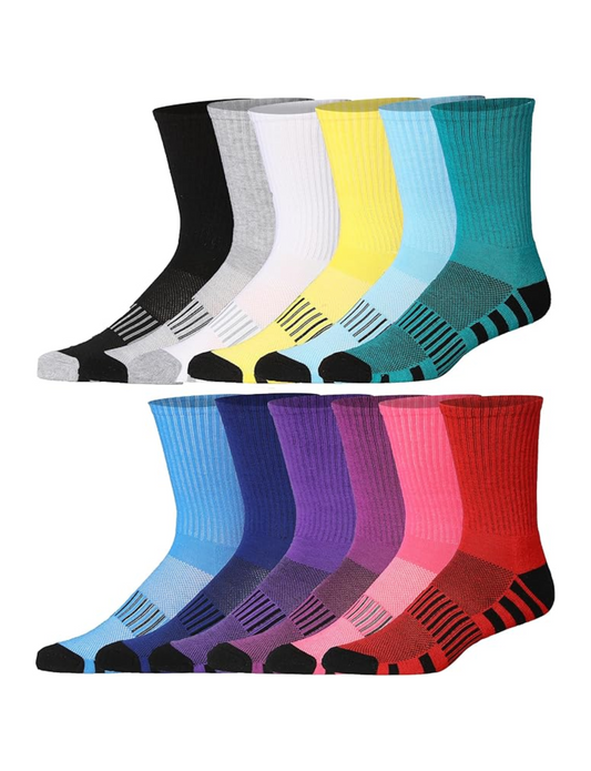JAMES FIALLO Men's 12 Pairs Athletic Cushion Socks, Ideal for Running,