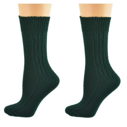 Classic Cable Knit Acrylic Crew Socks 2 pair pack