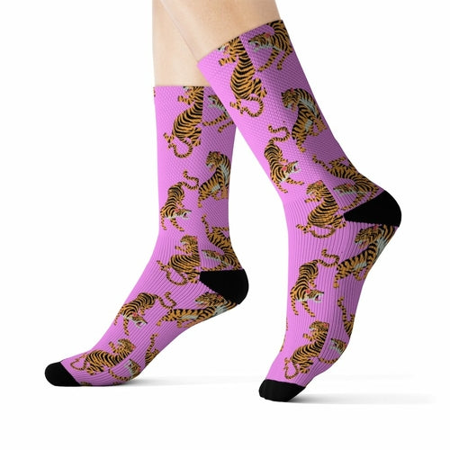 Tiger Fun Novelty Socks Pink