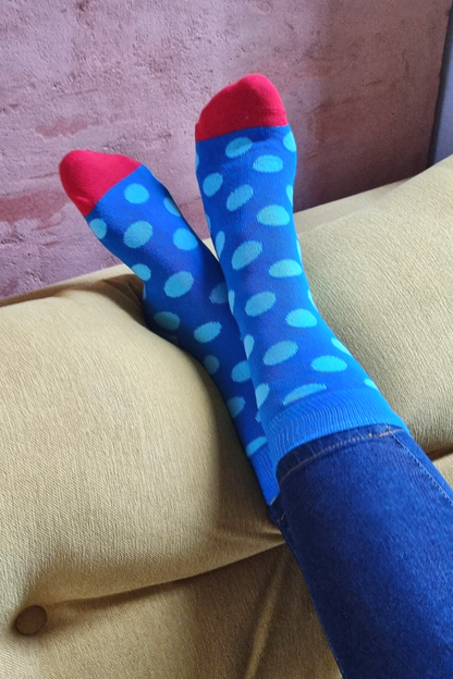 DOTS cotton socks with blue dots