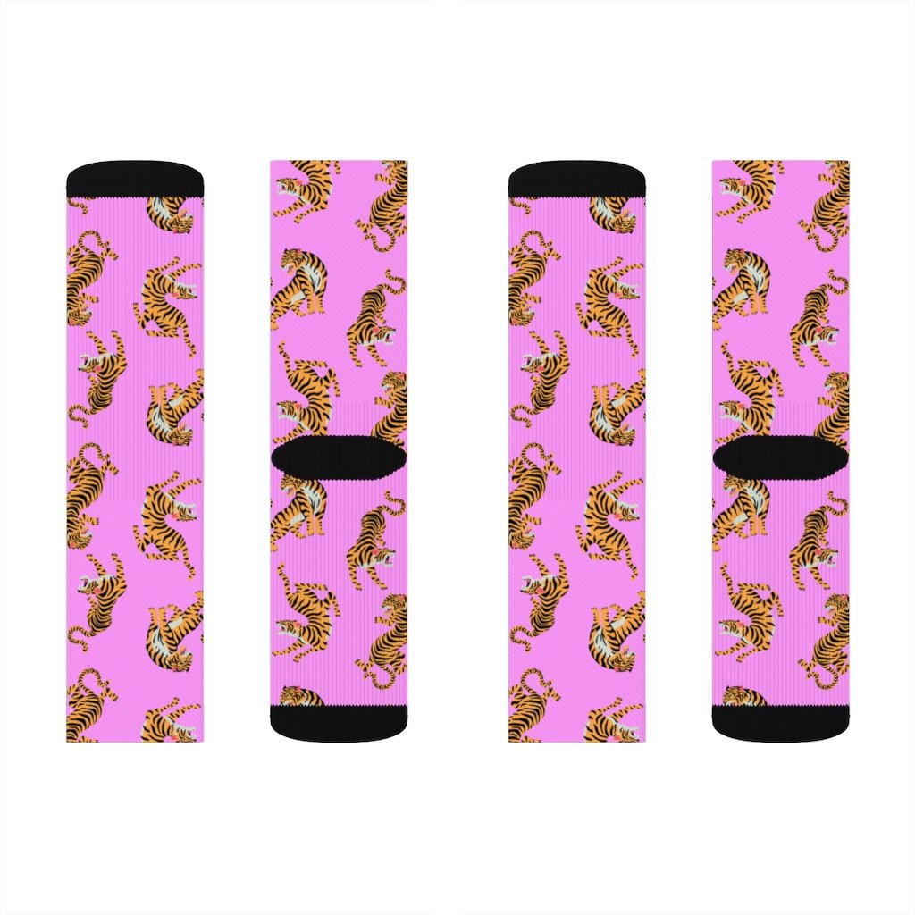 Tiger Fun Novelty Socks Pink