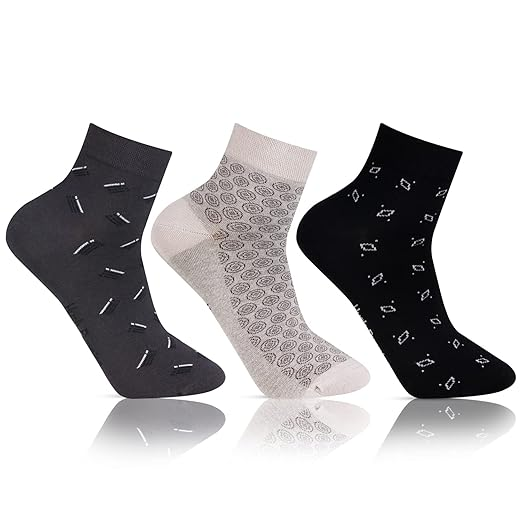 Men's Cotton Ankle Socks, Pack of 3