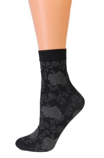 KLAARA 60DEN grey floral pattern socks