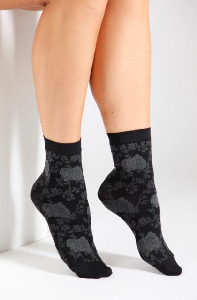 KLAARA 60DEN grey floral pattern socks