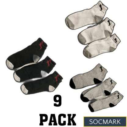 High-Quality Men's Cotton Thermal Socks 9-Pack (Sizes 9-11, 10-13) -