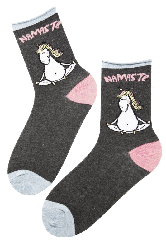 NAMASTE dark grey cotton socks for women