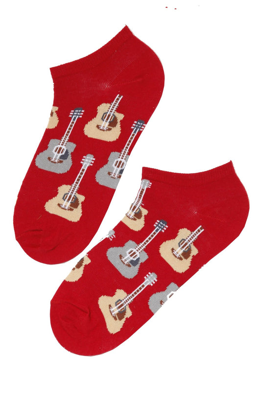 PUREJOY men's low-cut red guitar socks