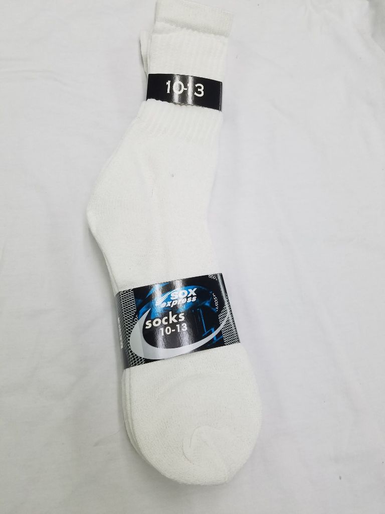 Men's Crew Sports Socks - White, 10-13