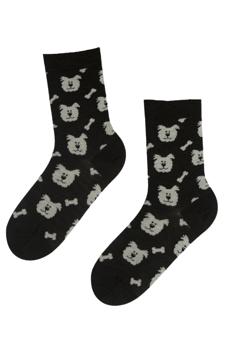 WHITE PUPPY merino wool socks with dogs